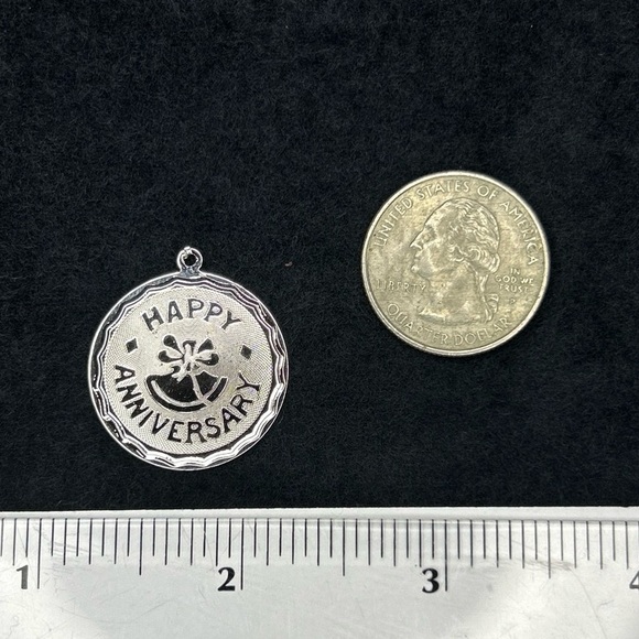 Vintage Sterling Happy Anniversary Charm - Picture 3 of 5